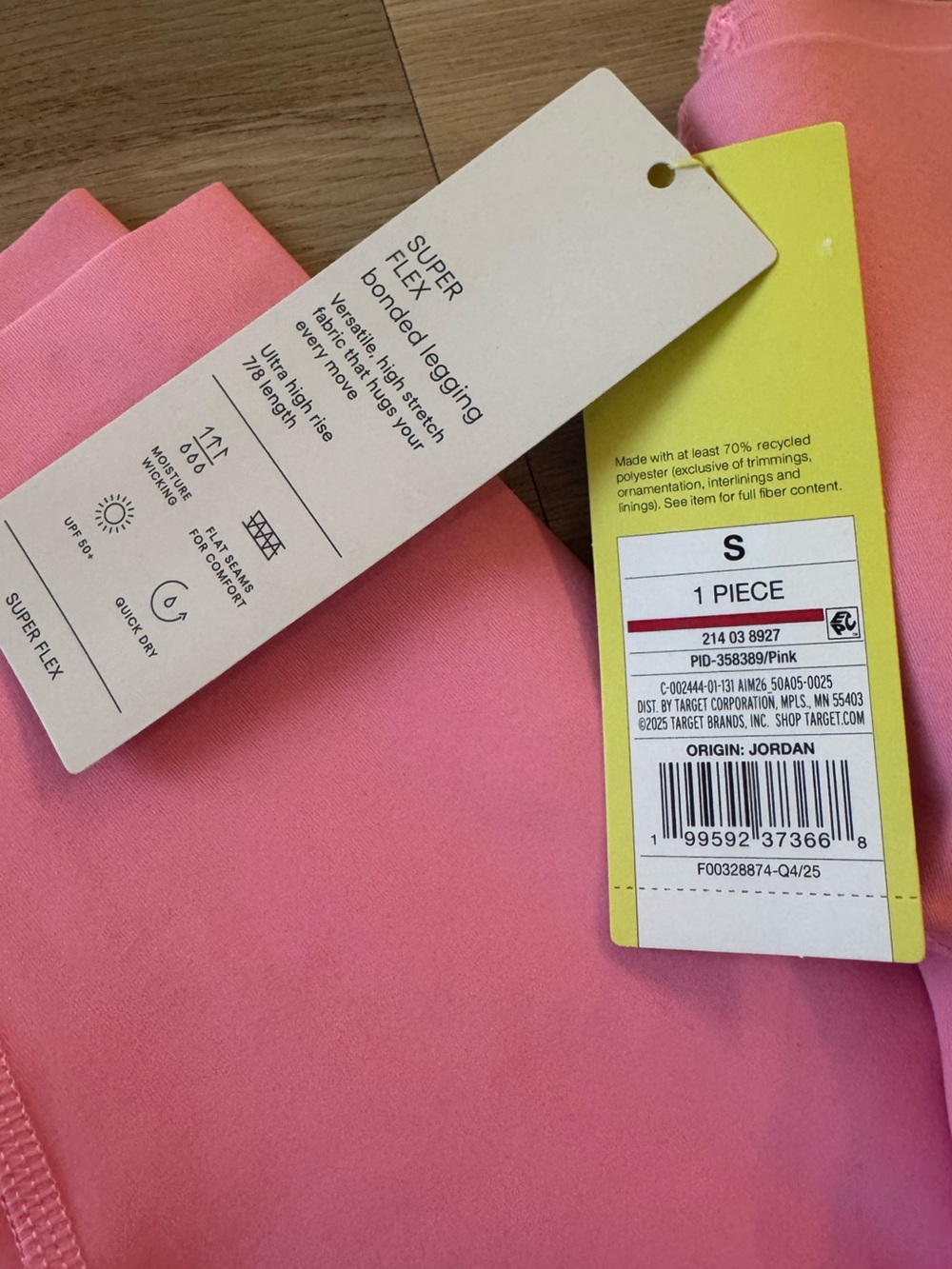 NWT All in Motion | Super Flex Ultra High Rise Pink Leggings | Size Small - Picture 7 of 7